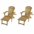 Conservatorio 33 in. Oceanic Collection Adirondack Chaise Lounge Chair Foldable w/Cup, Natural Color-Set of 2 CO4243232